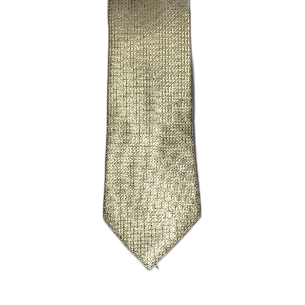 Sean John Tie Mens Silk Lurex Gold Diamond Pattern Formal Dress Neckwear Wedding